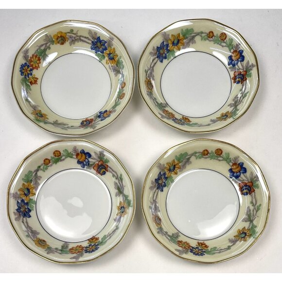 4x Theodore Haviland Limoges 1925-36 Miami Floral Porcelain 5" Dessert BOWLS - Picture 2 of 4